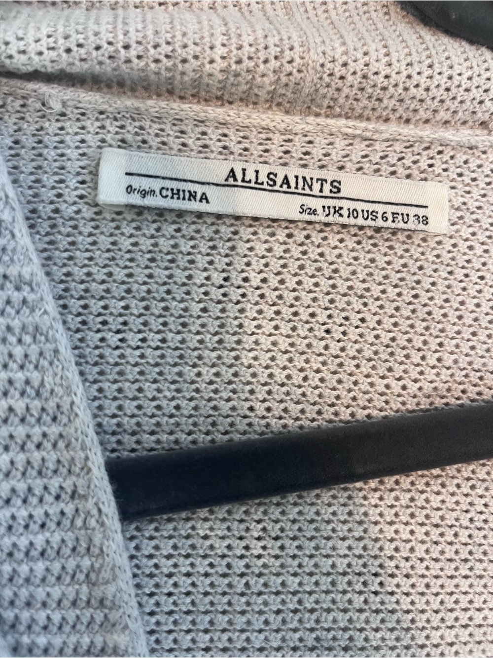 AllSaints Cowl Neck Knit Sweater Jacket | Lightweight Textured Knit | Neutral - Picture 6 of 9